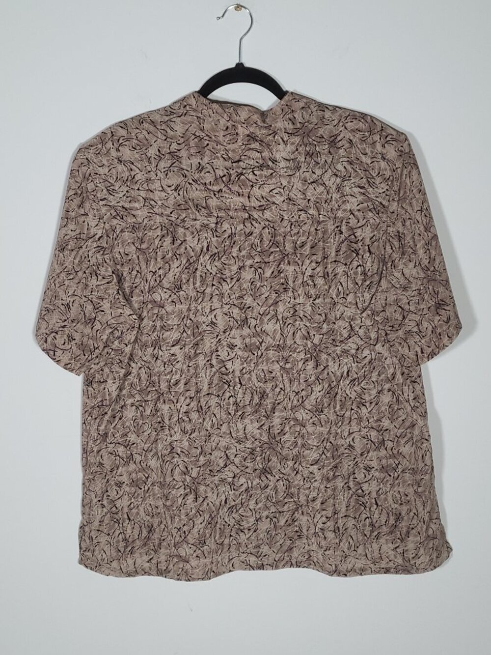 Donn Kenny Beige Tan Print Blouse Size 1X Short Sleeve - Picture 5 of 12